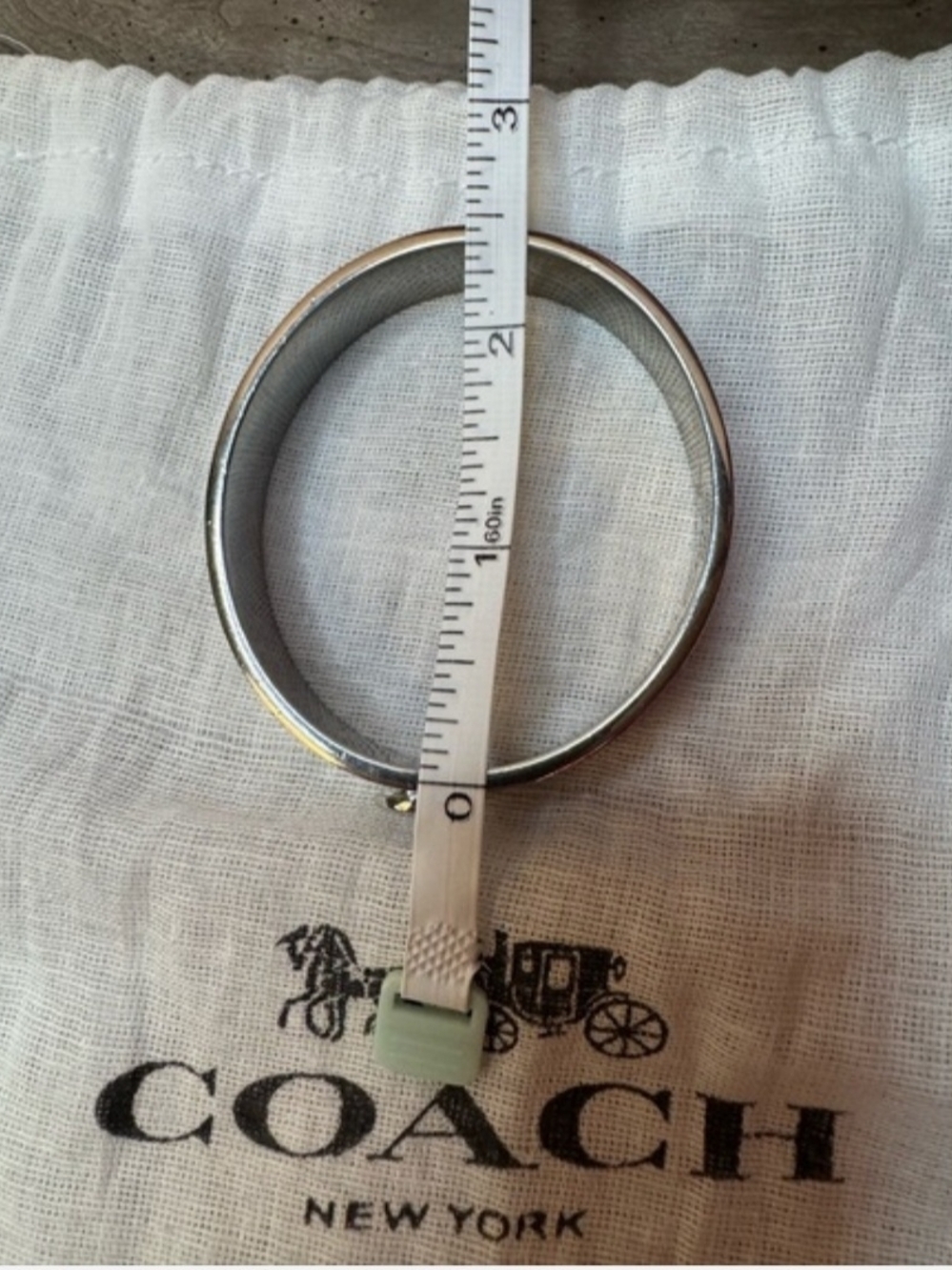 Coach Silver Signature Paved C Cuff Bracelet - Picture 9 of 9